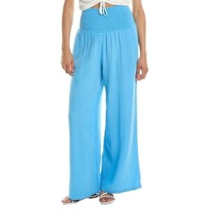 MONROW GAUZE SMOCKED FLARE PANTS S‎